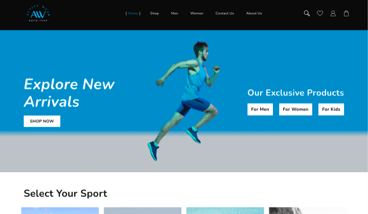 Activewear Best eCommerce Theme Template for Elementor